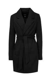 Черное трикотажное пальто с поясом Vero Moda