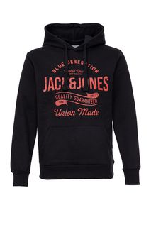 Толстовка черного цвета с декоративным принтом Jack & Jones