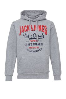 Толстовка серого цвета с декоративным принтом Jack & Jones