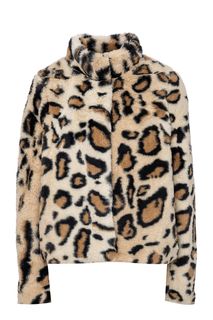 Короткая бежевая шуба с животным принтом Vero Moda