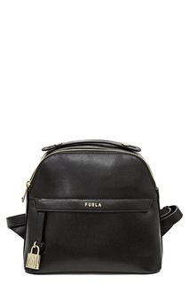 Черный кожаный рюкзак на молнии Piper Furla
