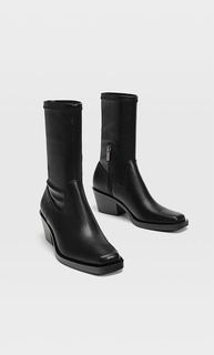 Stradivarius Ботильоны В Стиле Кантри С Квадратным Носом Женская Коллекция Черный 40