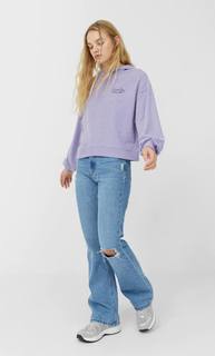 Stradivarius Худи Из Мягкой Ткани Женская Коллекция Сиреневый S