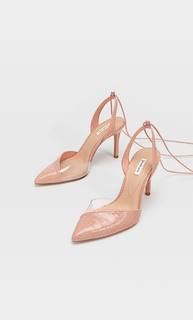 Stradivarius Туфли На Каблуке, С Деталями Из Винила И Завязками Женская Коллекция Розовый 37