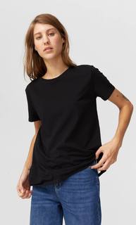 Stradivarius Базовая Футболка Асимметричного Кроя Женская Коллекция Черный S