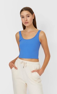 Stradivarius Укороченный Топ На Бретелях Женская Коллекция Синий Xs