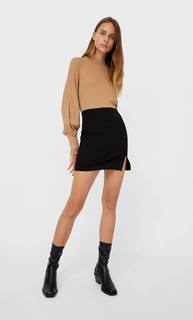 Stradivarius Футболка С Рукавами Со Сборкой По Низу Женская Коллекция Бежевый S