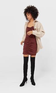 Stradivarius Короткое Платье Со Сборкой Женская Коллекция Multicolor L