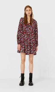 Stradivarius Платье С Рубашечным Воротником Женская Коллекция Черный L