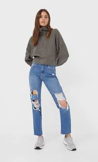 Stradivarius Свитер С Высоким Воротником И Молнией Женская Коллекция Multicolor M
