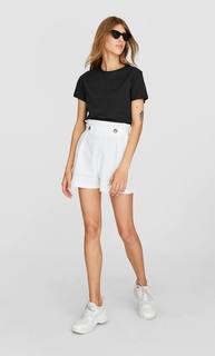 Stradivarius Базовая Футболка Женская Коллекция Черный Xs