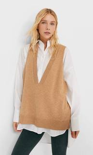 Stradivarius Жилет С V-Образным Вырезом Женская Коллекция Пестро-Бежевый M