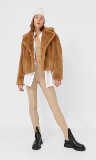 Stradivarius Куртка Из Искусственного Меха Женская Коллекция Бежевый Xs