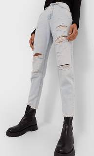 Stradivarius Джинсы Mom Fit С Разрывами Женская Коллекция Деним 38
