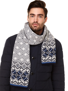 Шарф мужской Scandica Nordic Star белый/синий