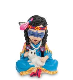 Статуэтка в стиле Фэнтези "Индейская девочка с волчонком" Veronese