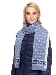 Шарф женский Scandica Sandra белый/серо-голубой