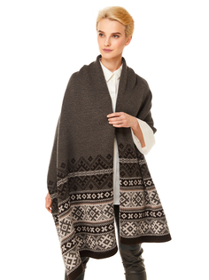 Палантин женский Scandica Crosses серо-коричневый