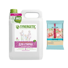Synergetic Гель дл/стирки универсальный 5л + Я САМАЯ Влажные салфетки SPA COLLECTION 15шт