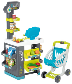Супермаркет Smoby City Market с тележкой свет звук 34 аксессуара