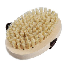 Щётка для сухого массажа Lapka березовая круглая из кактуса (жесткая) с ремешком Solo