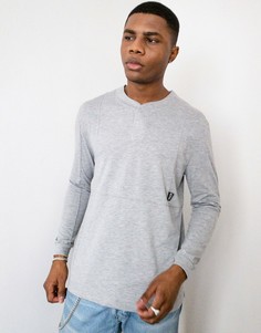 Серый меланжевый oversized-лонгслив в бейсбольном стиле ASOS DESIGN