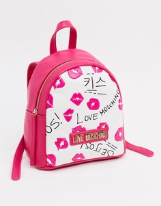 Белый рюкзак с принтом губ Love Moschino