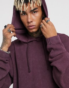 Худи oversized из вафельной выбеленной ткани от комплекта ASOS DESIGN-Красный