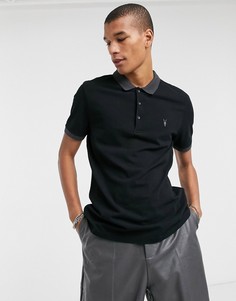 Черная футболка-поло с контрастной отделкой AllSaints Orlando-Черный