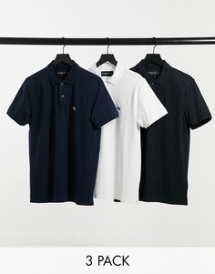 3 поло из пике с логотипом (белое/темно-синее/черное) Abercrombie & Fitch-Многоцветный