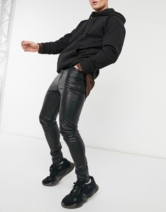 Черные джинсы с завышенной талией из искусственной кожи ASOS DESIGN-Черный