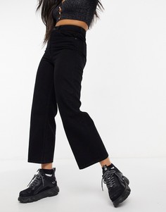 Укороченные широкие джинсы из органического хлопка винтажного черного цвета Monki Mozik-Черный