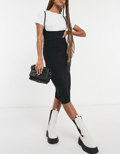 Черный сарафан-карандаш с глубоким овальным вырезом ASOS DESIGN