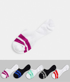 Набор из пяти невидимых носков с полосками ASOS DESIGN-Многоцветный