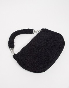 Черная сумка из искусственного меха Topshop-Черный