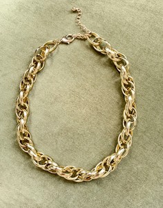 Золотистое ожерелье-цепочка с крупными звеньями Monki Mia-Золотистый