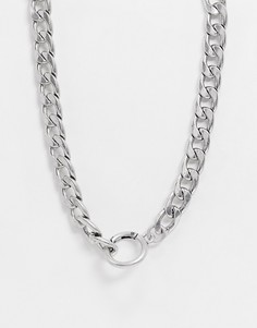Посеребренное ожерелье-цепочка с крупными звеньями и круглой застежкой Regal Rose-Серебристый