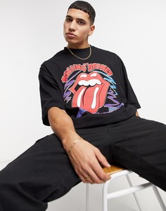 Черная футболка в стиле oversized с принтом "Rolling Stones" ASOS DESIGN-Черный