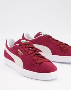 Бордовые классические замшевые кроссовки PUMA-Красный