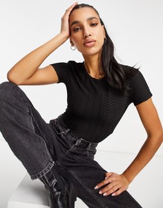 Черный спортивный топ с короткими рукавами Missguided active