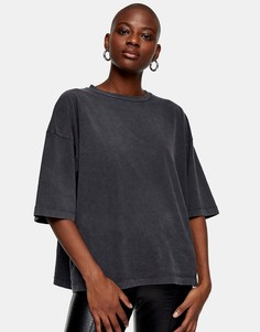 Выбеленная черная oversized-футболка Topshop-Черный