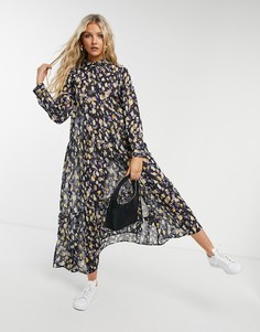 Свободное платье мини с голубым принтом Monki Collina-Многоцветный