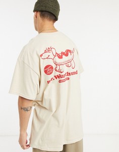 Кремовая футболка с принтом "Mr Wursthund" Vintage Supply-Белый