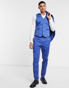 Темно-синий облегающий жилет из хлопка от комплекта ASOS DESIGN wedding-Серый