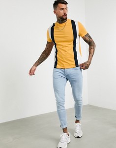 Желтая футболка из органического хлопка с вертикальными полосами ASOS DESIGN-Желтый