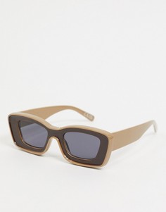Бежево-коричневые солнцезащитные очки в массивной оправе со скошенными углами ASOS DESIGN-Многоцветный