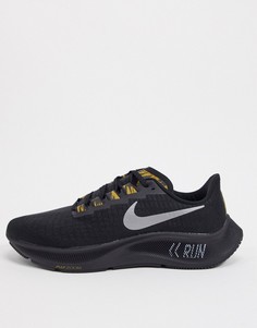 Золотисто-черные кроссовки Nike Running Air Zoom Pegasus 37-Черный