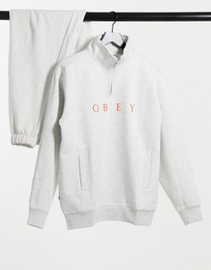 Серый свитшот с короткой молнией Obey