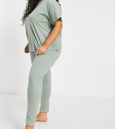Трикотажные комбинируемые пижамные леггинсы от комплекта цвета хаки ASOS DESIGN Curve-Зеленый