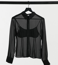 Черная приталенная рубашка из сетки со съемным бюстгальтером COLLUSION-Черный